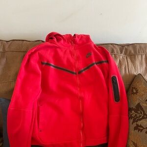 Nike Bright Red Tech Hoodie with Black Details